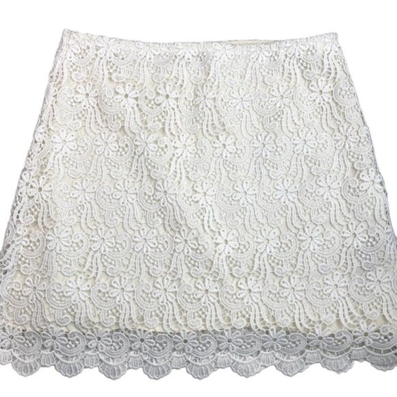 ZARA Floral Crochet White Lace Skirt Sz Small - Picture 3 of 6